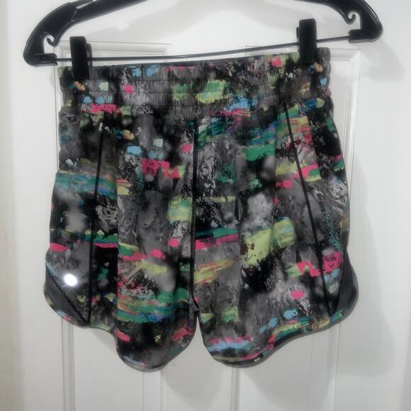 Lululemon Hotty Hot High-Rise Lined Short 4" Paint Drift Multi Graphite Grey 6 - Picture 8 of 9